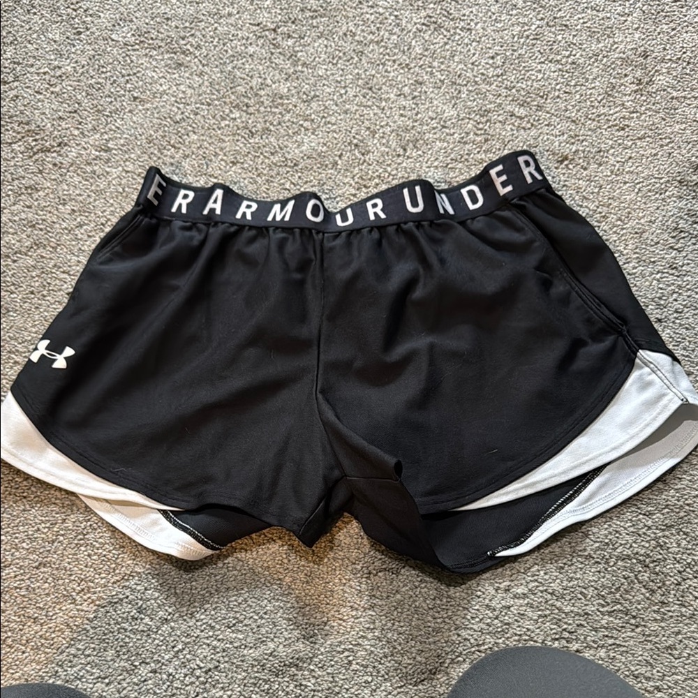 Under Armour Black and White Athletic Shorts